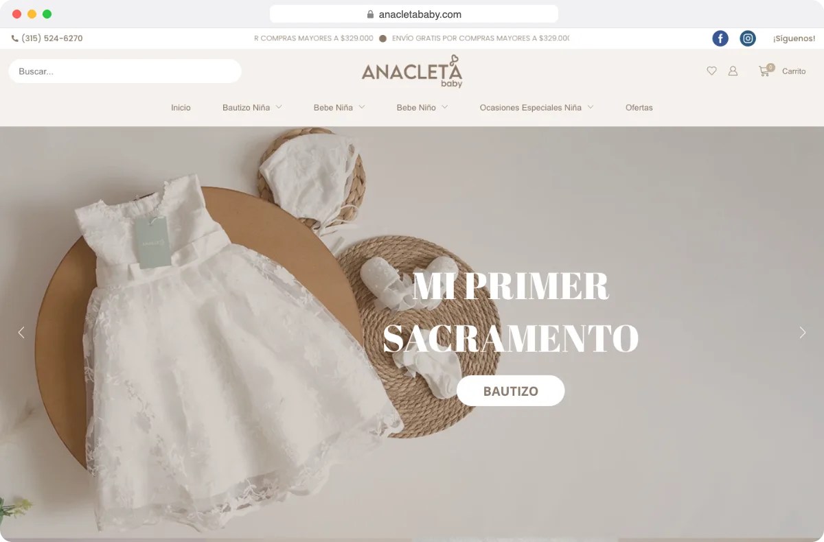 anacletababy.com website designed by Dox Studio